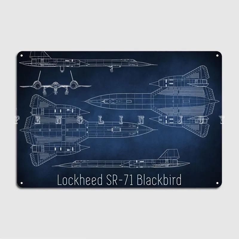 Металлическая табличка Чертеж SR-71 Blackbird Настенный декор для стены, пещеры, дома, принт, жестяная табличка, постер 7.9x11.8In(20x30cm)