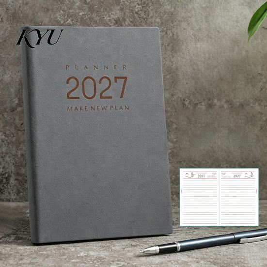 Organizzatore Programma Annuale Completo 2027 Agenda Giornaliera Mensile, Copertina con Texture Pelle di Pecora Vintage, Quaderno Taccuino con Carta Spessa per Ufficio
