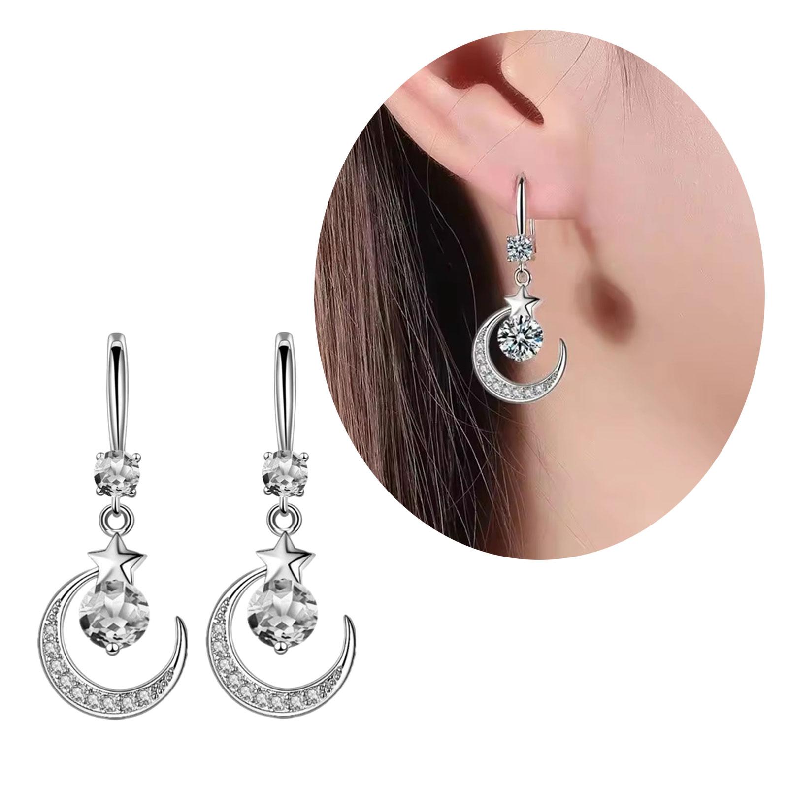 

Fashion Moon and Star Drop Earrings for Women Multifuntional Ear Jewelry for Every Occasion Pendant Earrings for Daily рожевий