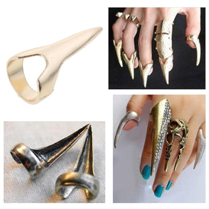 5pcs Retro Nail Finger Ring Comb Tip Joint Ring Halloween Cosplay Curling Hair Extension Tool Punk Party Jewelry Gift