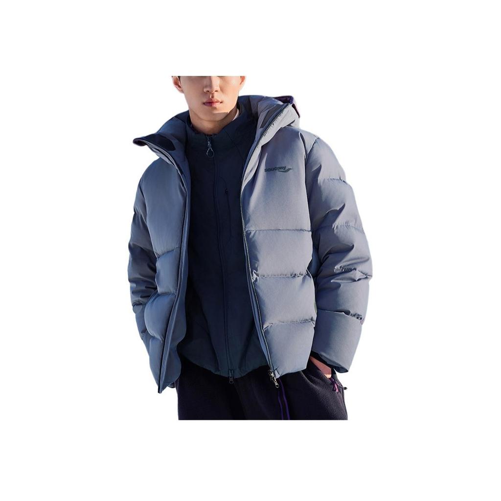 Saucony Solid Color Warm Windproof Outdoor Sports Casual Short Jacket Down Coat Men jackets Vibrant-Blue SC2230048D-DA03