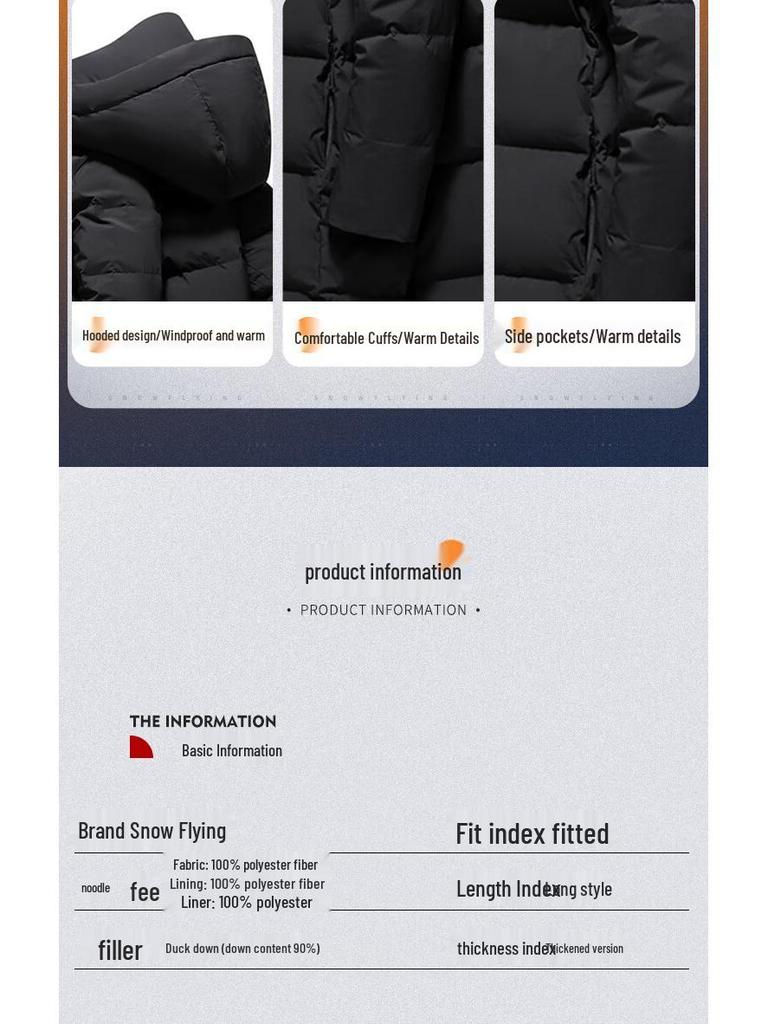 SNOWFLYING Couple's Extreme Cold Long Hooded Down Jacket
