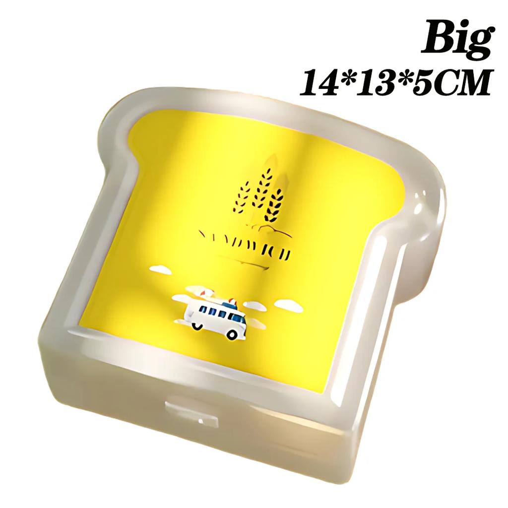 Portable Clear Toast Shaped Lunch Box with Lid Sandwich Bread Container Large Bento Box for School Office Picnic Meal Storage