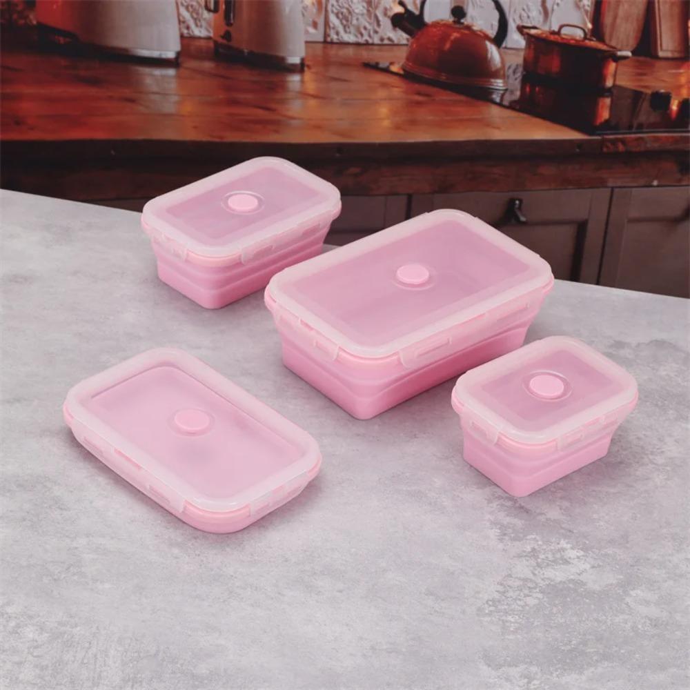 Microwavable Lunch Box with Lid Food Storage Box Collapsible Silicone Food Container  Refrigerator