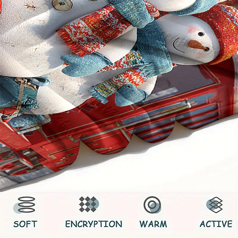 Snowmen Print Flannel Blanket, High Quality Comfortable for All Seasons, Home Decor, Warmth and Comfort, Perfect for Christmas Gifts