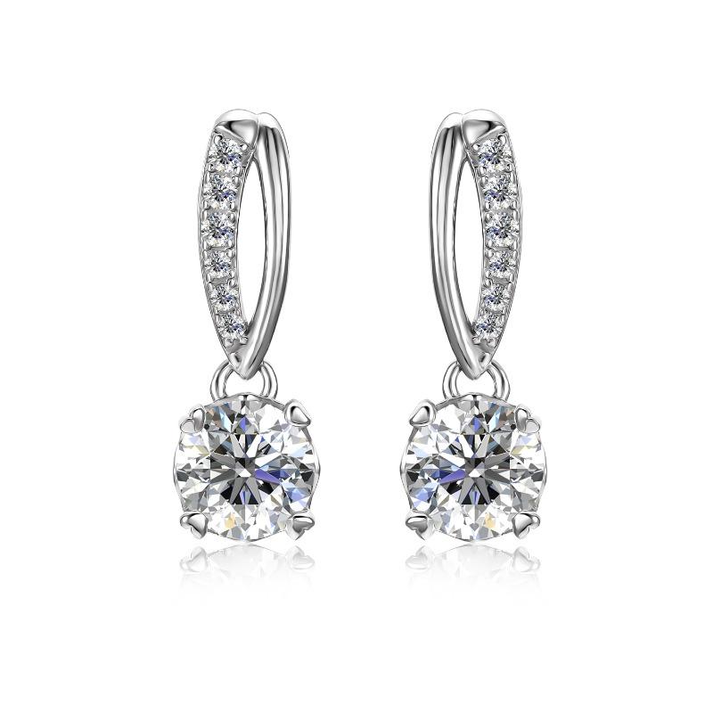5.0mm D VVS1 Moissanite Classic Drop Earrings with GRA Certificate 925 Sterling Silver Jewelry for Women Wedding Gifts