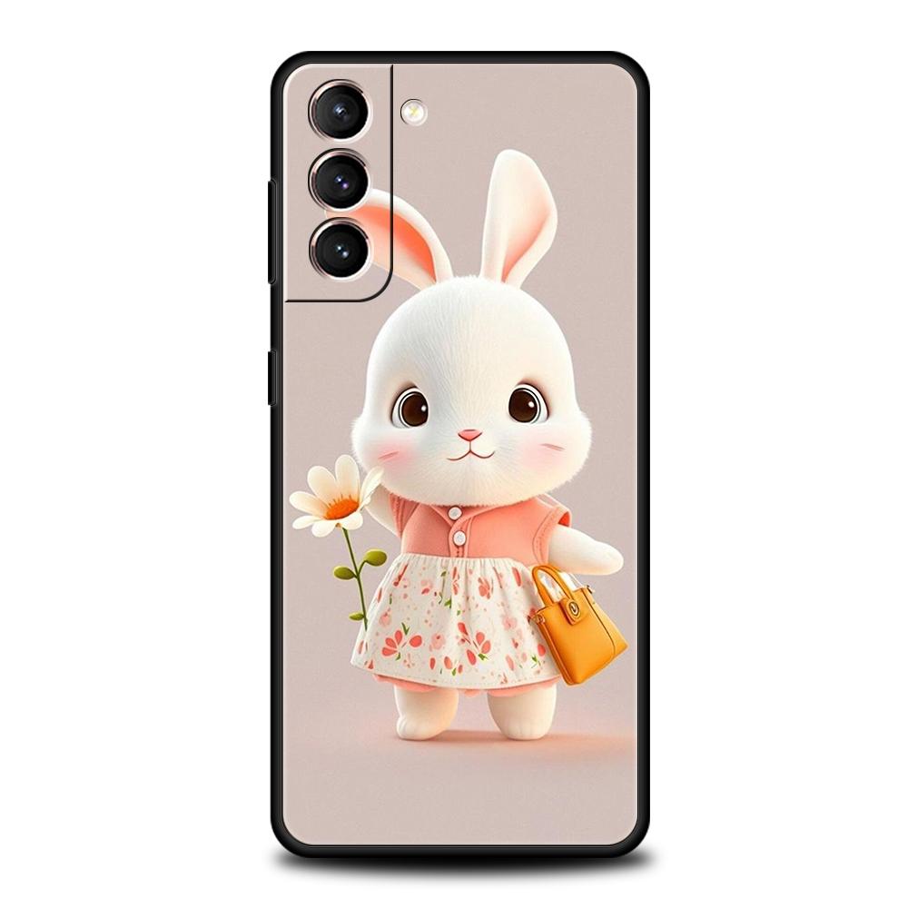 A Cute Rabbit With A Purple Hat Case for Samsung Galaxy S24 S23 S22 S20 S21 FE Ultra S24 S23 S10 S10E S9 S8 Plus 5G Phone Cover