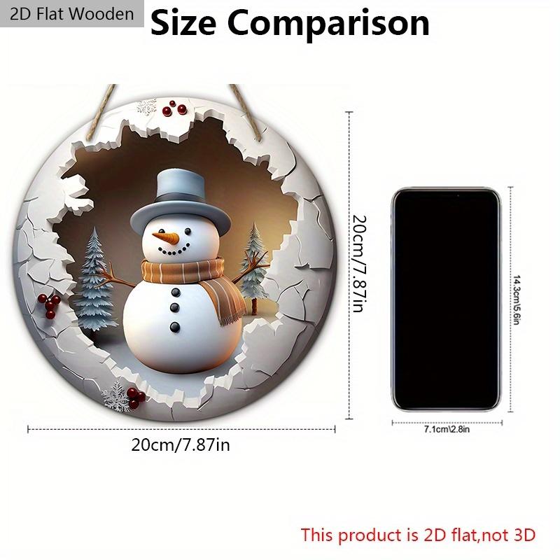 Christmas Wooden Sign with Snowman Pattern - Navidad Round Sign for Front Door, Wall Hanging Decor - Ideal Christmas Decoration