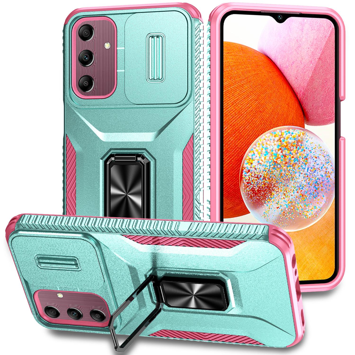 

For Samsung Galaxy A15 5G Case Kickstand Slide Lens Lid TPU+PC Hybrid Phone Cover F