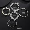 5pcs Simple Punk Silver Color Thick Beads Bracelet Set Vintage Exaggerated Luxury Geometric Design Bangles Vacation Date Jewelry