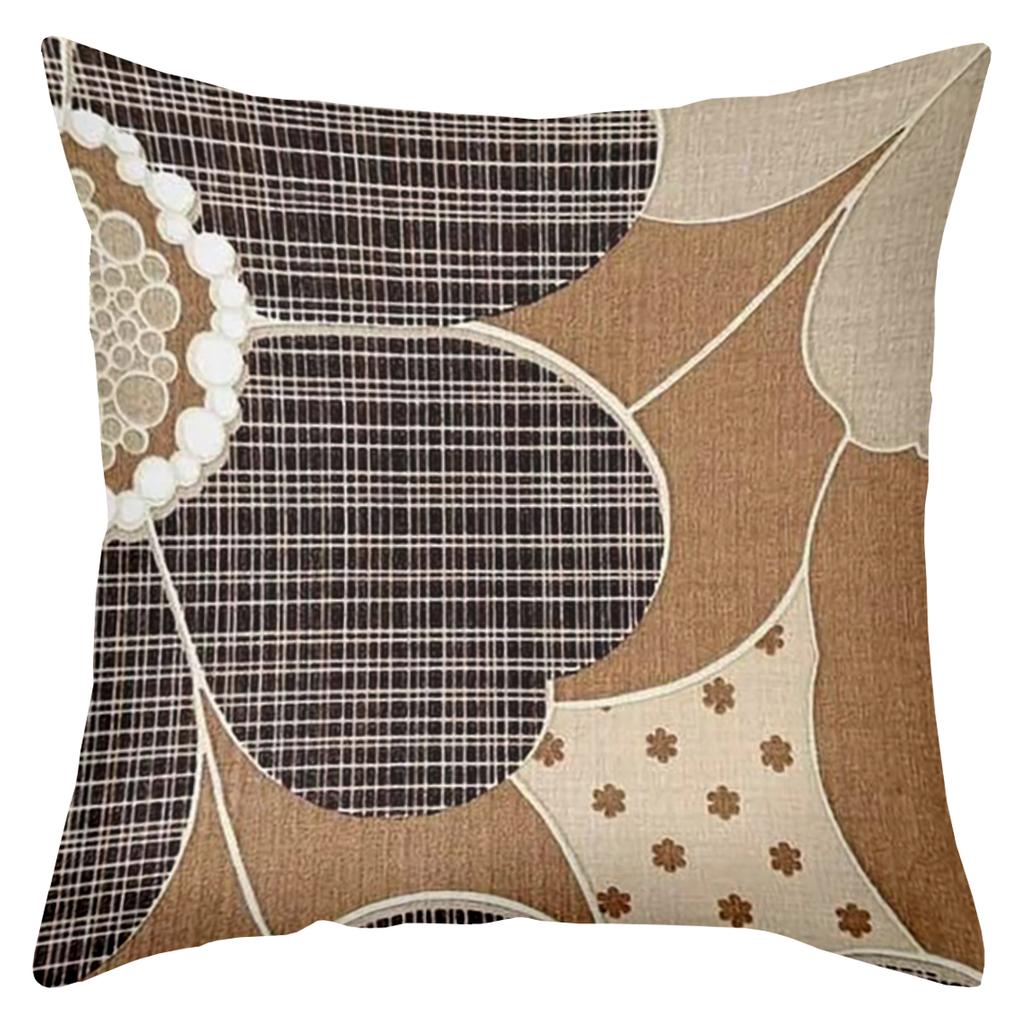 Floral Patterned Pillow Covers Set Of 4 In Brown And White Polyester Pillowcase, Sofa Decorative Cushion Cov Headboard Pillow