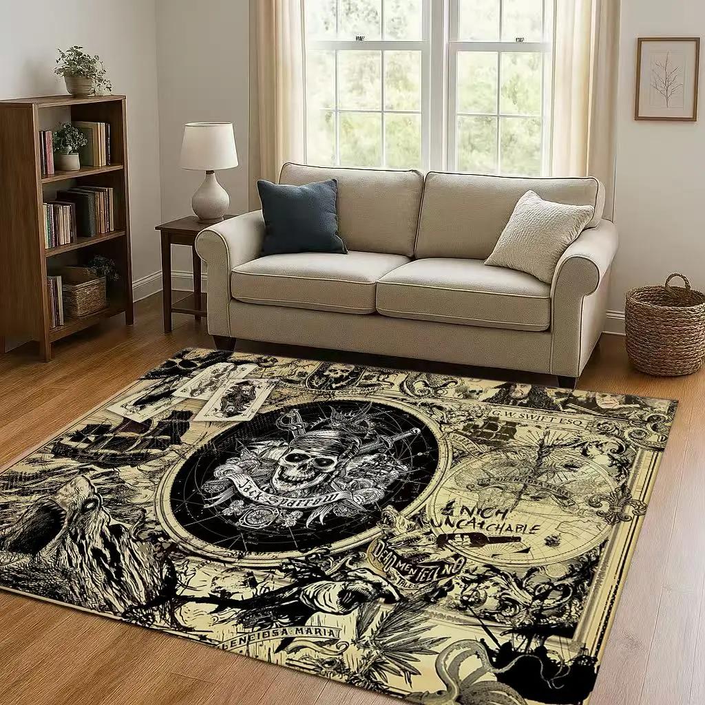 3D Pirates of The Caribbean Jack Johnny Depp Christmas Living Room Non-Slip Area Rug Carpet for Bedroom Sofa,Home Doormat