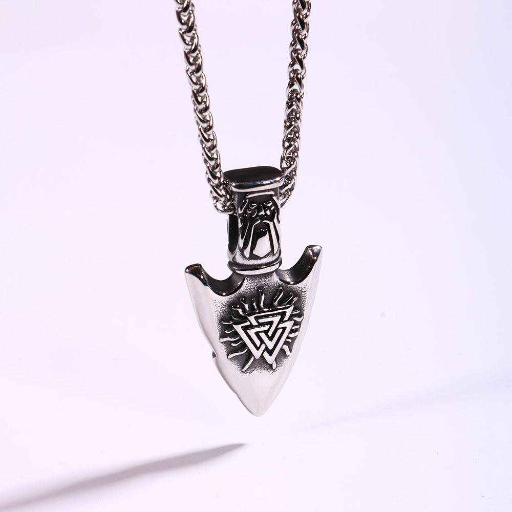 1PC Vintage Stainless Steel Myth of North Europe Viking Arrow Necklace Men Odin Compass Necklace for Men Jewelry Gift for Him
