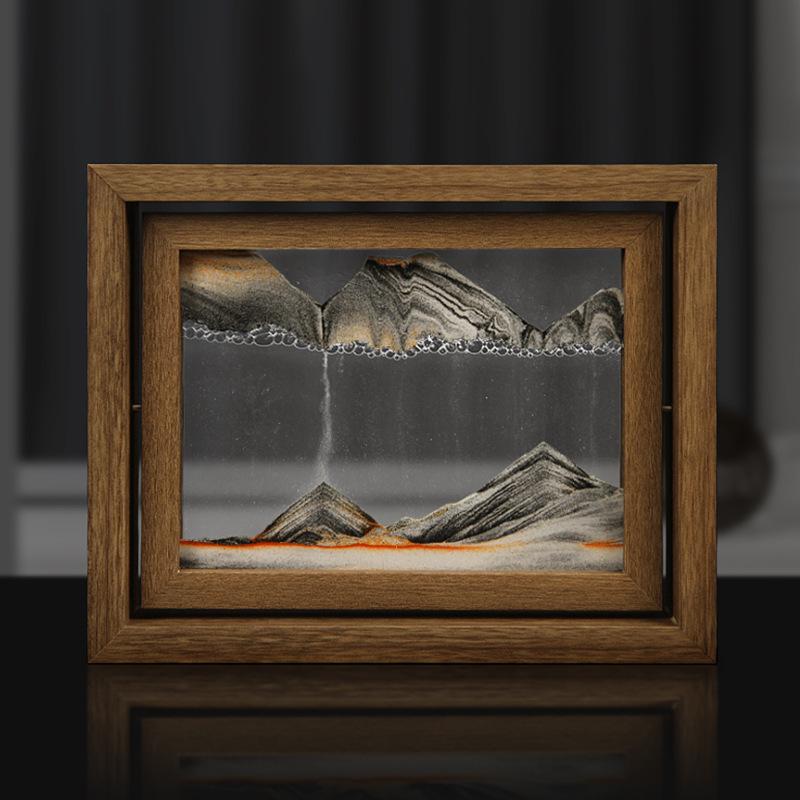 Creative Flowing Sand Paint Wooden Frame Hourglass Decorative Decoration Decoration Home Desktop Flowing Sand Paint Decoration