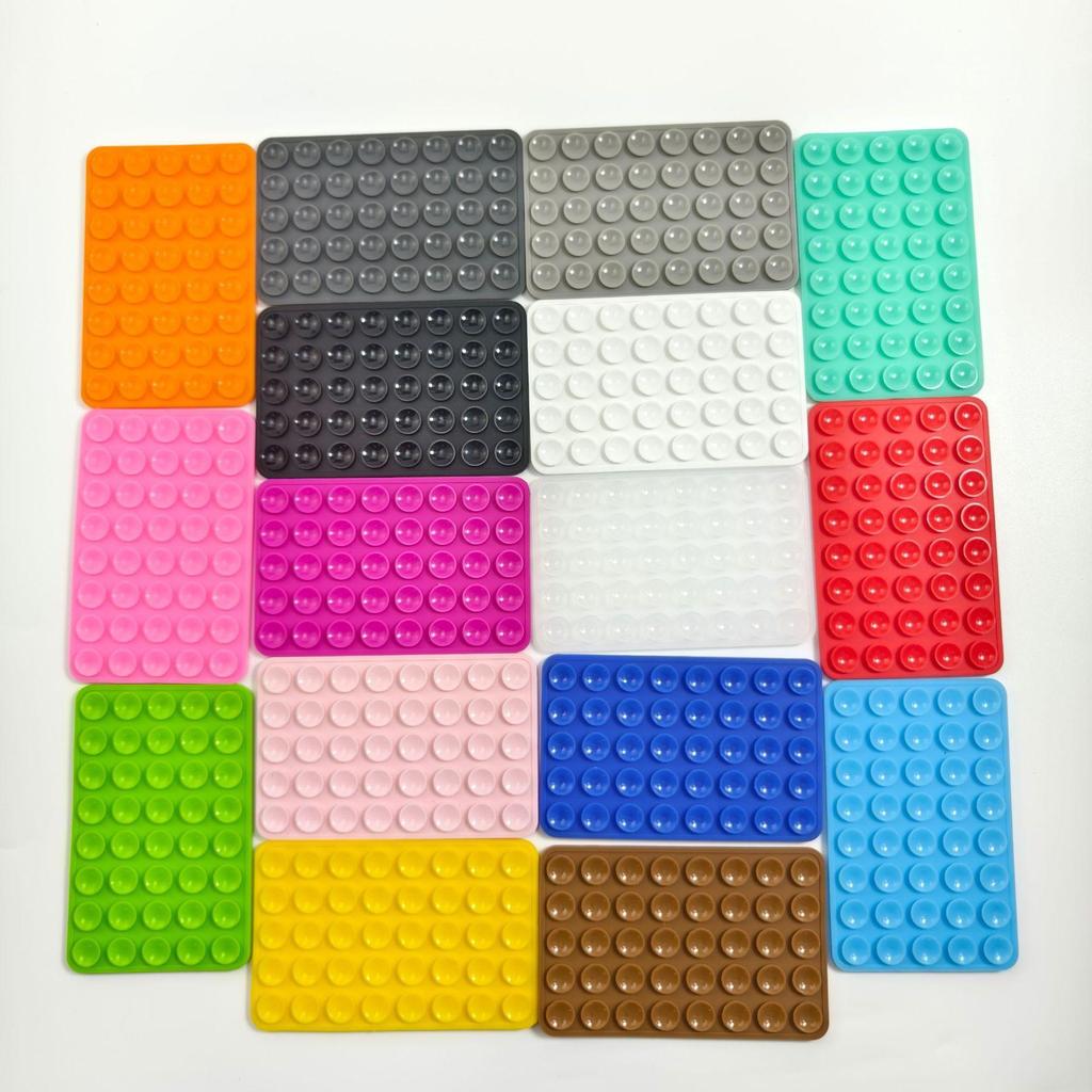 Available Silicone Phone Holder, 24-Piece Set with Square Suction Cups, Single-Sided Adhesive, 6.8g Each