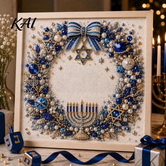 Creative Hobby Set DIY Hanukkah Pearl Art Kit, 3D Mosaic Bead Craft Set, Diy Kit for Adults Ritual Activity Making Traditional Holiday Home