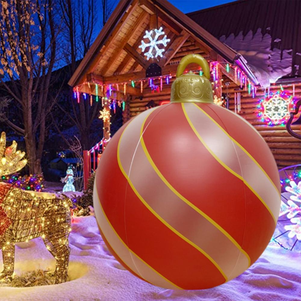 Inflatable Christmas Yard Decorations 24 Inch Ball Christmas Ornament With Light 16 Colors Giant Ornament For Garden Lawn Yard