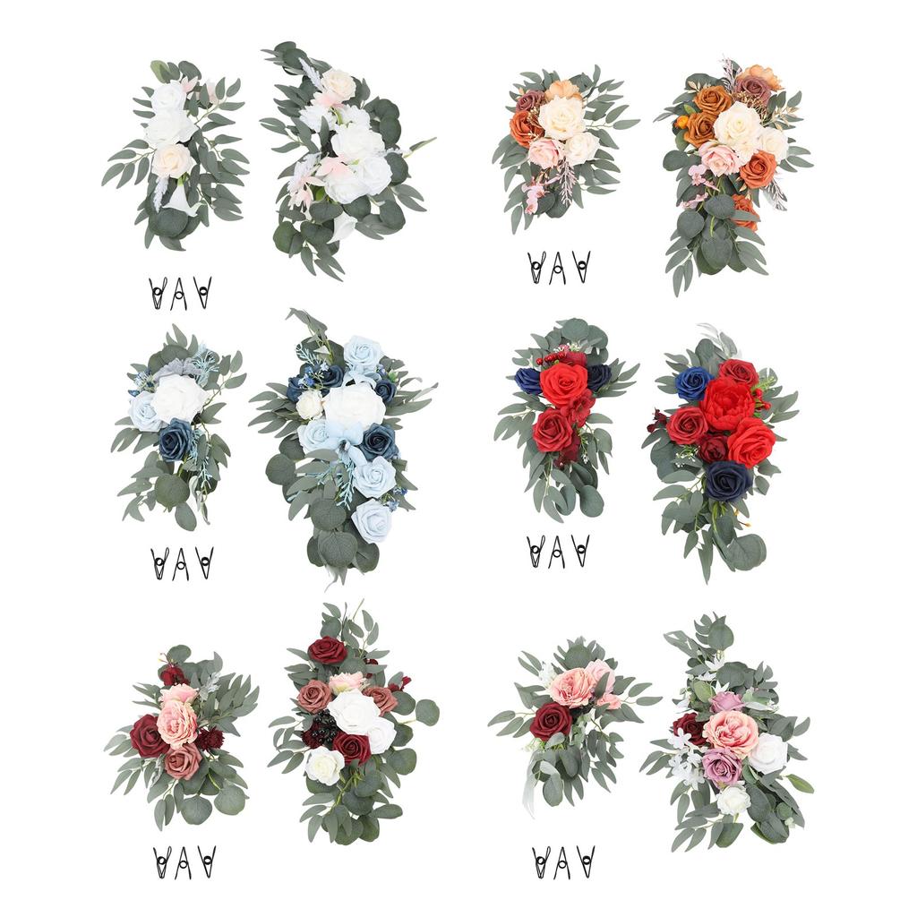 2pcs Artificial Wedding Arch Flowers Lifelike Wedding Welcome Signs Floral Decoration Fadeless Exqui