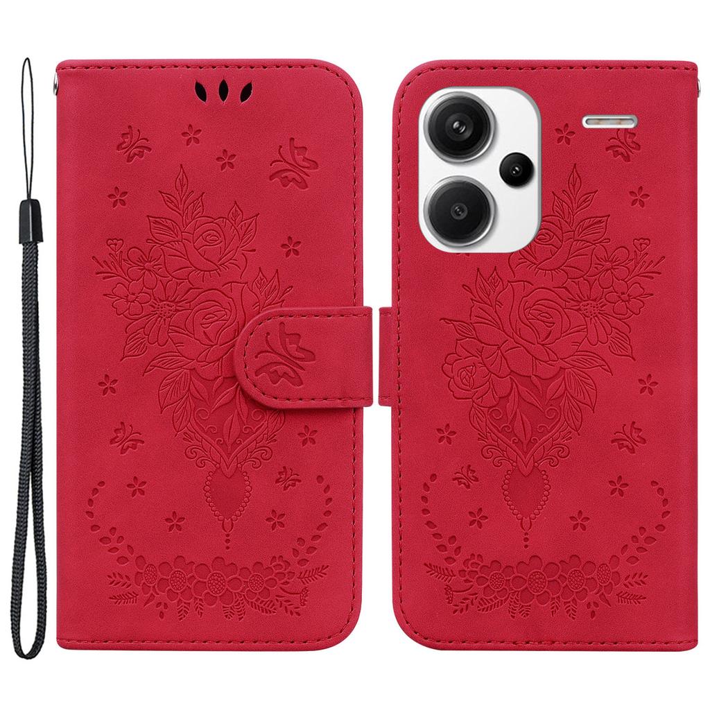 For Xiaomi Redmi Note 13 Pro+ 5G Magnetic Phone Case Rose Butterfly Imprinted Cover