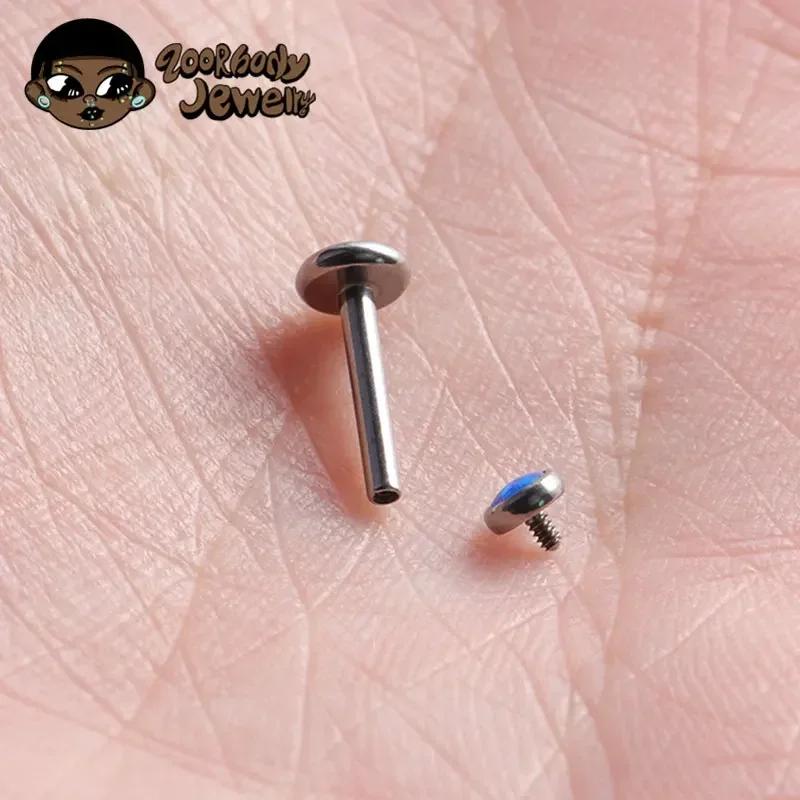 G23 Titanium Opal Piercing 16G Internal Thread 3/4/5mm Labret Industrial Ear Tragus Piercing Nose Lip Implant Grade Body Jewelry
