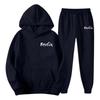 Mens Hooded Sweatshirt Set Loose Fit Printed Casual Tracksuit Fashion