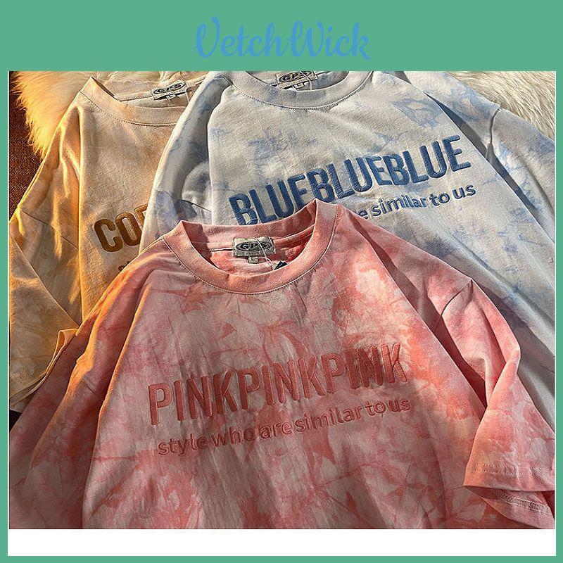 Übergroßes Hip-Hop-Kurzarm-T-Shirt für Damen in lebendigem Batik-Design