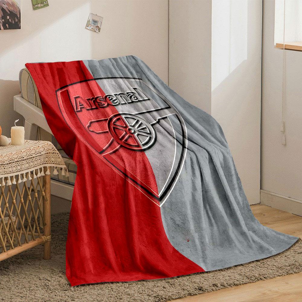 A Shield Logo Split Into Red and Gray Halves with Embossed Text and a Cannon. for All Seasons Blanket Lunch Break Throw Gift