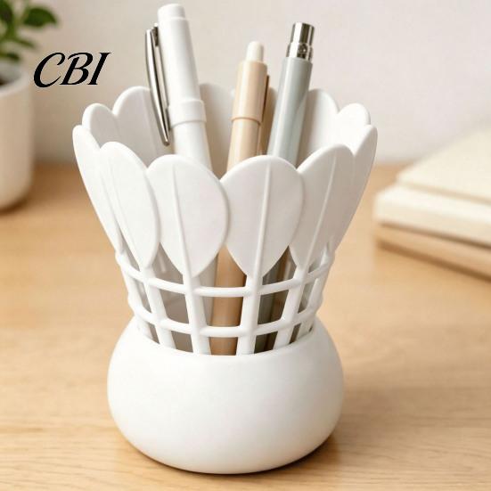Pen Cup for Desk Badminton Shape Holder, Large Capacity Creative Storage Cup, Study Table Accessories 3D Printed Organizer Home And Office Supplies