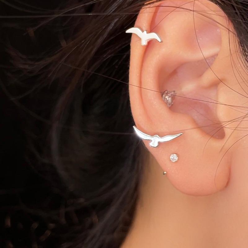 Swallow & Seagull Asymmetric Bird Cartilage Earrings - European American Style