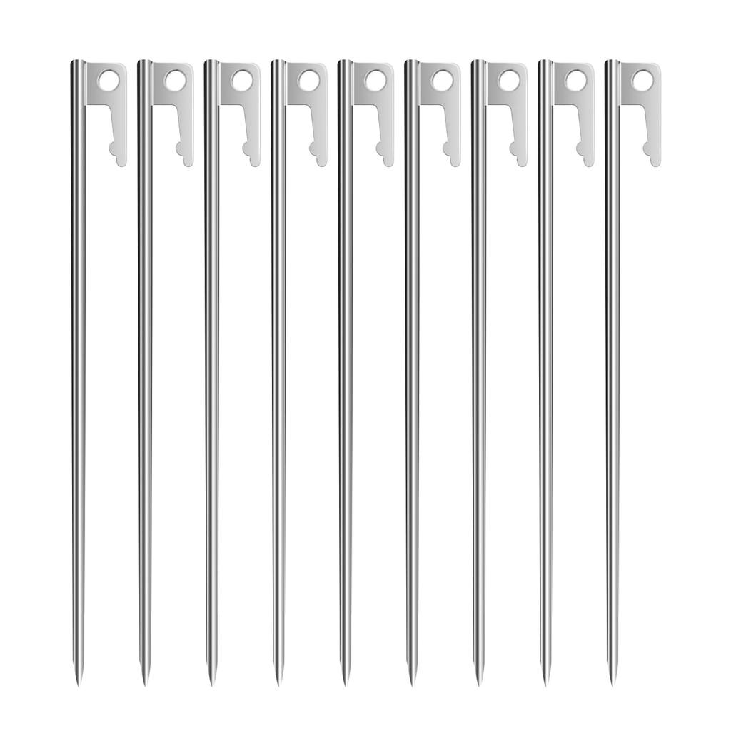 MOON LENCE Titanium Pegs, Laser-Welded, Ultra-Lightweight, High-Strength, for Tent and Tarps, Outdoor Camping, with Storage Bag, 30cm, Set of 8