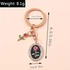 Retro French Palace Style Keychain Alloy Rhinestone Rose Pendant Luxury Bag Charm Couple Family Keychain Pendant