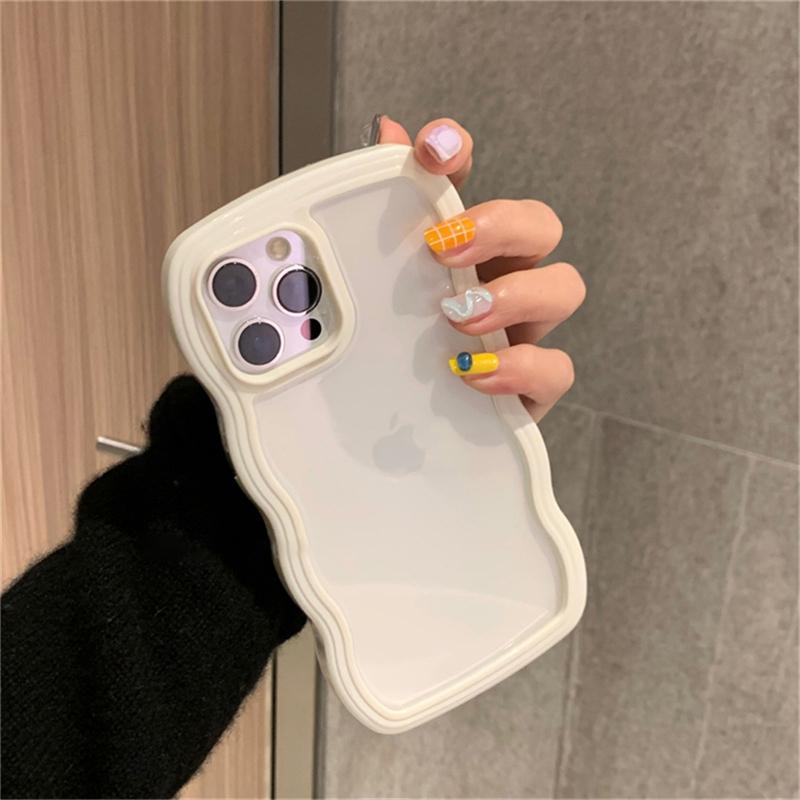 Ins Korea Cute 3D Cream Wavey Transparente Handyhülle für Iphone 13 12 11 Pro Xs Max X Xr Objektiv Schutzhülle klar weiche Rückseite