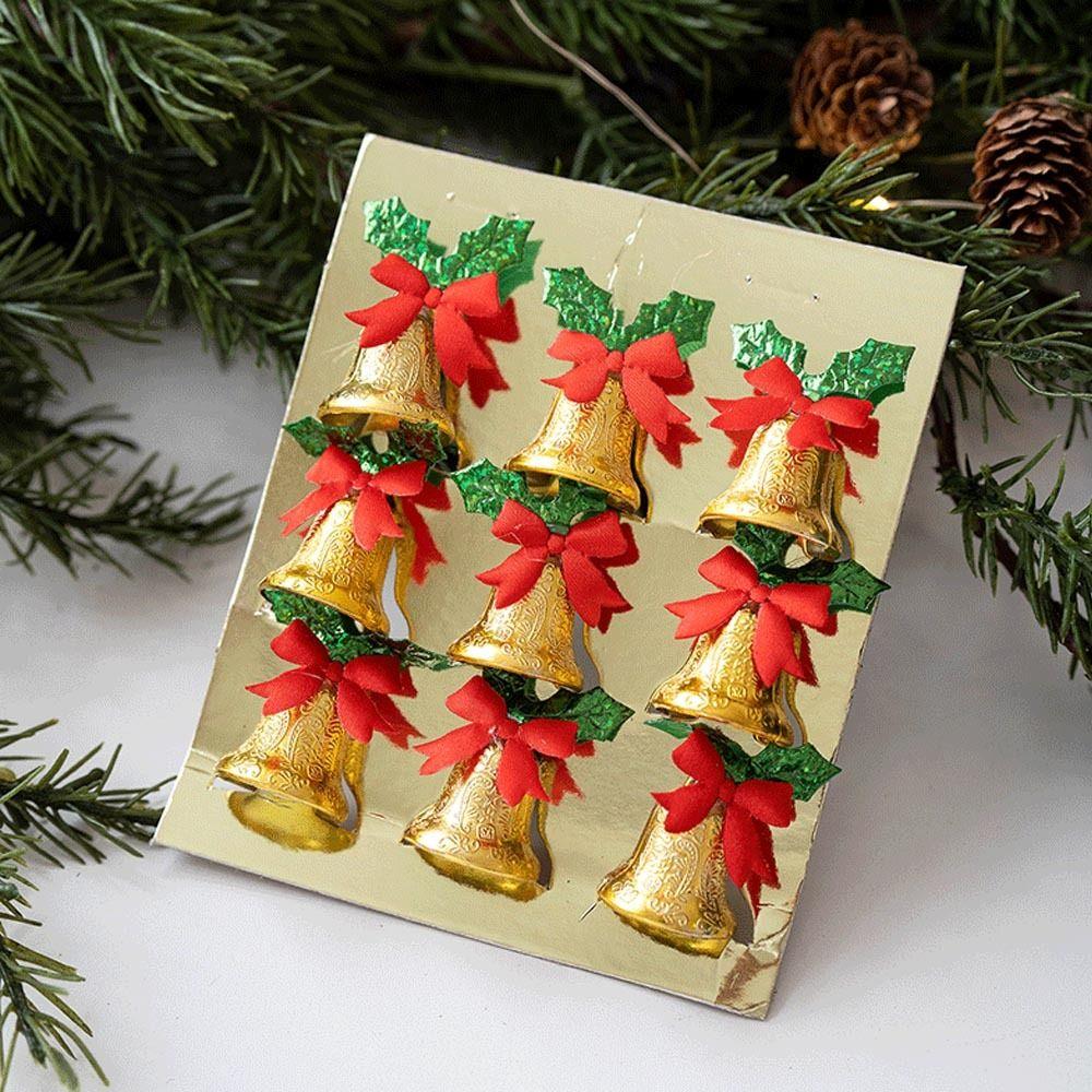 6/9Pcs Plastic Christmas Ornaments Iron New Year Pendant Christmas Bells  Festival Party Celebration