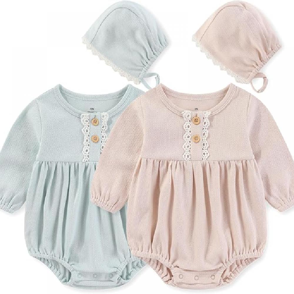 

Kiddiezoom Baby Cute Fashion Girl Baby комбинезон + шапочка из мягкого хлопка для новорожденных 0-2 лет 6M