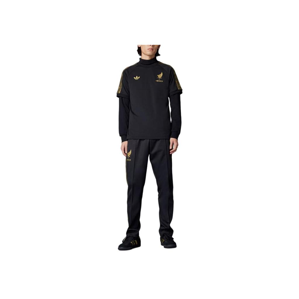adidas Originals SS25 Mexico Gold Equipment Series Soccer Pullover Casual Short Sleeve T-Shirt Men Tops Black JE5336