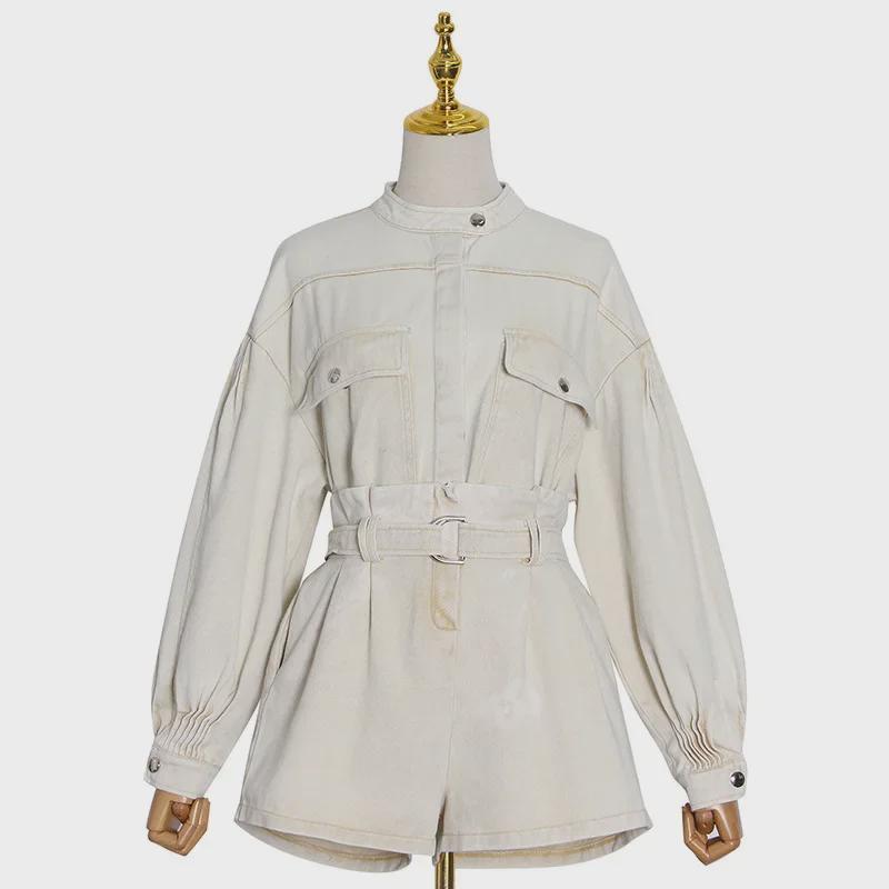 2025 Fashion Casual Distressed Denim Jacket & High Waist Lace-Up Shorts Two-Piece Suit