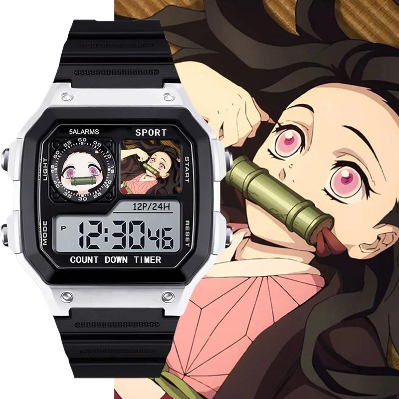 Demon Slayer Series Japanese Nezuko 2D Chronograph Cool Wristwatch, Alarm Clock Watch, Waterproof Electronic Watch