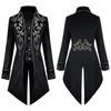 Men's Silver-Edged Medieval Tailcoat Costume, Retro Mid-Length Style