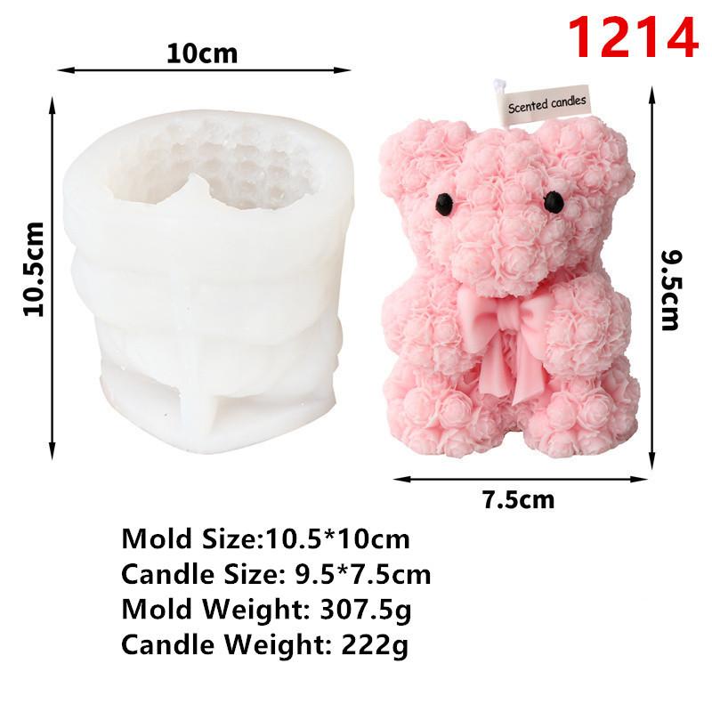 Stampo per candela profumata a forma di orso carino 3D Stampo per sapone in resina a forma di orso per candele Decorazione per la casa Stampo in silicone per candela a forma di orsetto in resina
