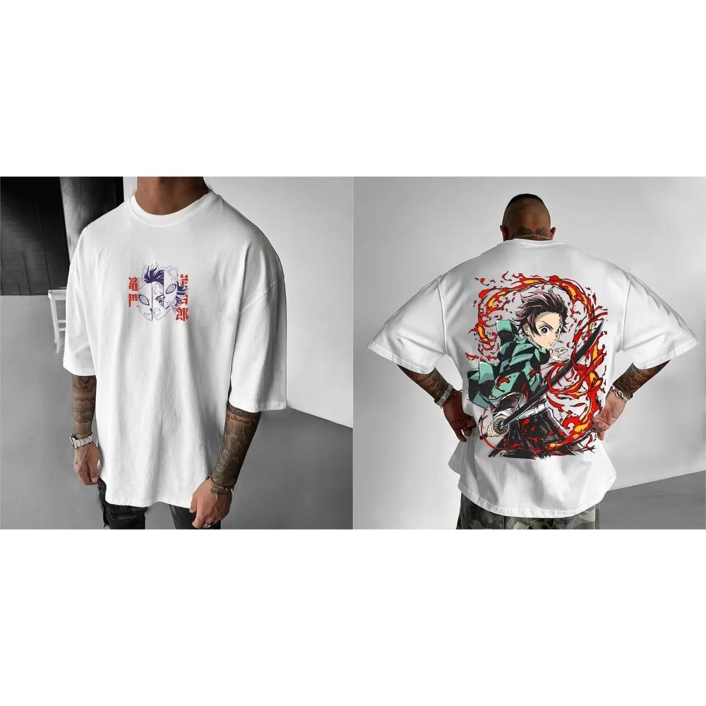 Demon Slayer Blade Mens Tshirt Stove Door Tanjiro Anime Summer New Style Suitable for Both Men and Women