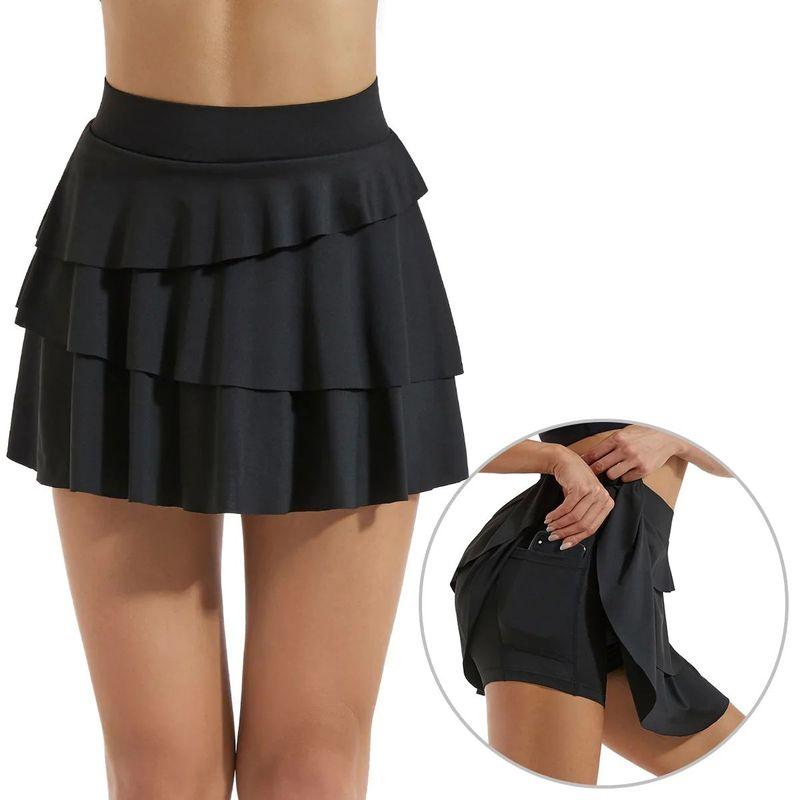 High Waisted Sports Cake Short Skirt High Top Sports Egg Pure Color Cake Skirt