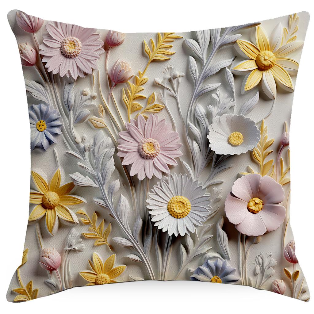 New Retro Floral Pillowcase Creative Oil Painting Engraving Style Print Home Sofa Cushion Pillowcase