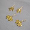 Vintage Gold-Plated Maple and Ginkgo Leaf Earrings for Women