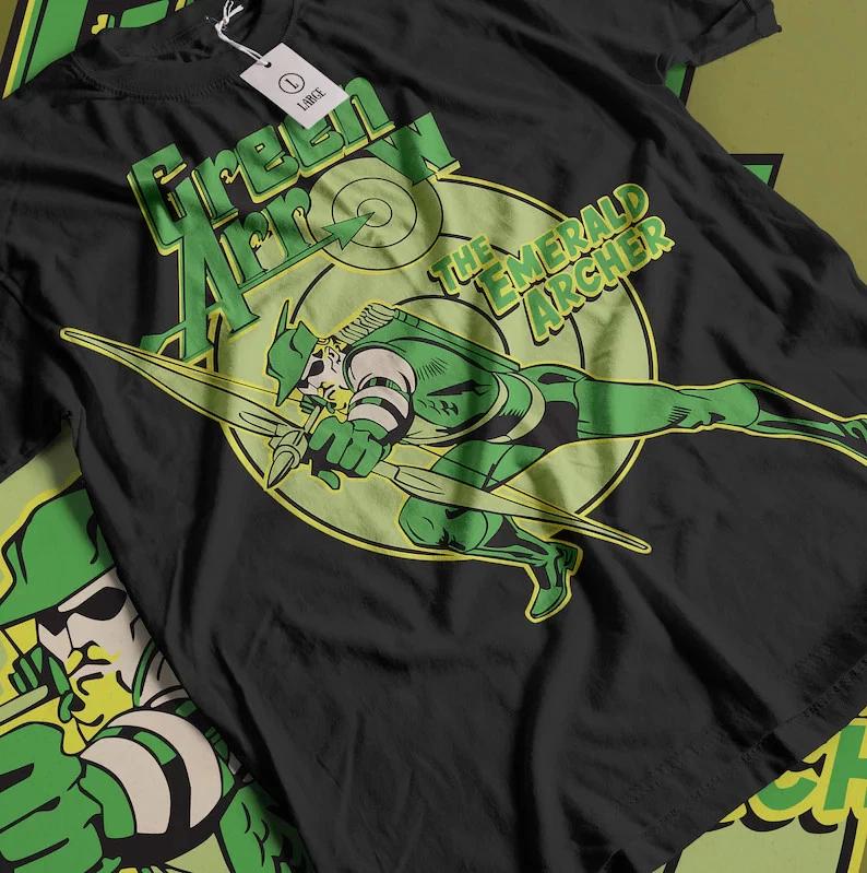 Comics Green Arrow The Emerald Acrher Black TShirt S