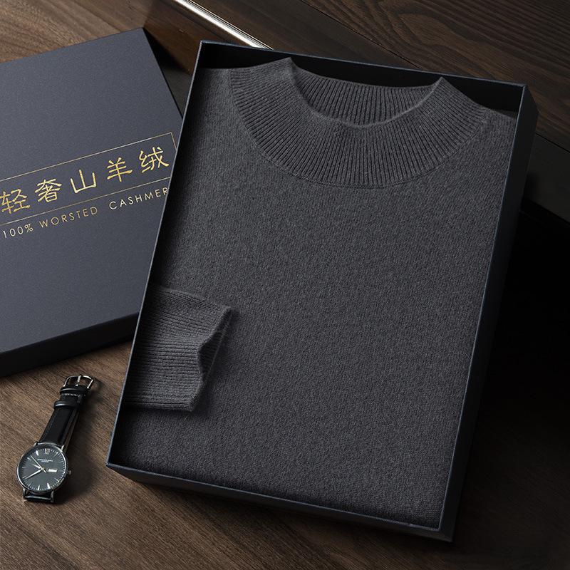 Seamless Men's Cashmere Half-Neck Sweater for Autumn/Winter - Versatile Knitwear