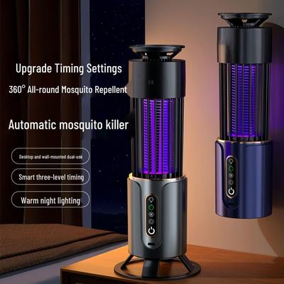 Lâmpada Portátil Elétrica Mata-Mosquitos 3 em 1 com Luz Roxa e Carregamento USB