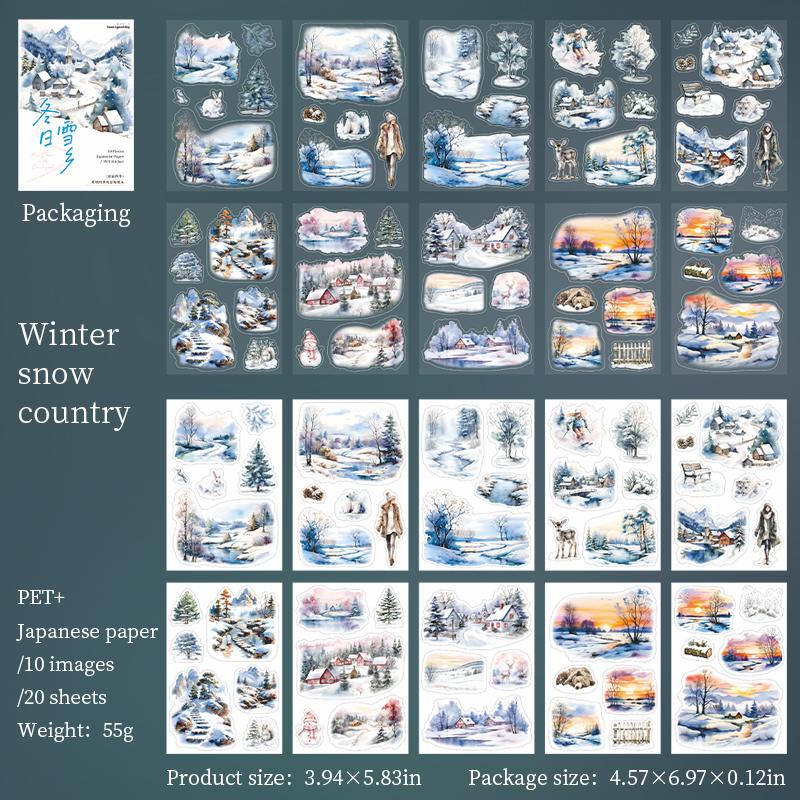 20 Sheets Per Pack of Sticker Book Garden Seasons Series Landscape Landscape Handbook Decorative Collage Bottom 4 Models