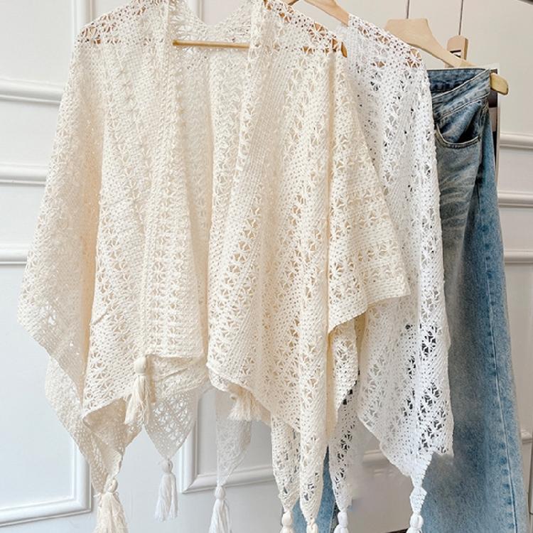 Simple Knitted Shawl Women’s Fringed Scarf Machine Washable Stylish Layering Shoulder Wrap