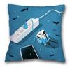 Creative Spaceman Astronaut Pillowcase Blue Green Cushion Cover Sofa Office Seat    Ornament Home Decoration