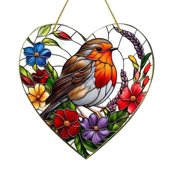 Yousheng Bird Suncatcher Stained Glass Hummingbird Window Hanging Ornament for Home Wall Garden Decor Bird Lover Gifts